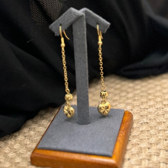 Dangle and Drop Earrings, Heart Shape Earrings, Earrings, Indian Jewelry - Picture 3 of 5